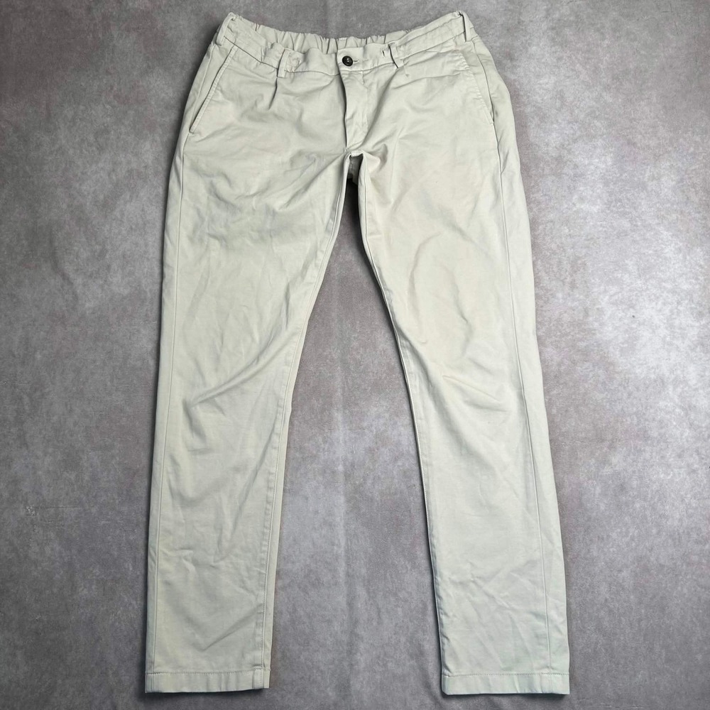 Eleventy Milano Platinum Chino Trousers Beige Slim Fit Made In Italy Mens 32x31
